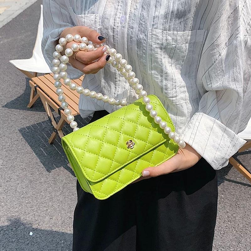 

Evening Bags Lingge Small PU Leather Flip Crossbody For Women 2021 Beaded Design Shoulder Ladies Fashion Luxury Handbags And Purses