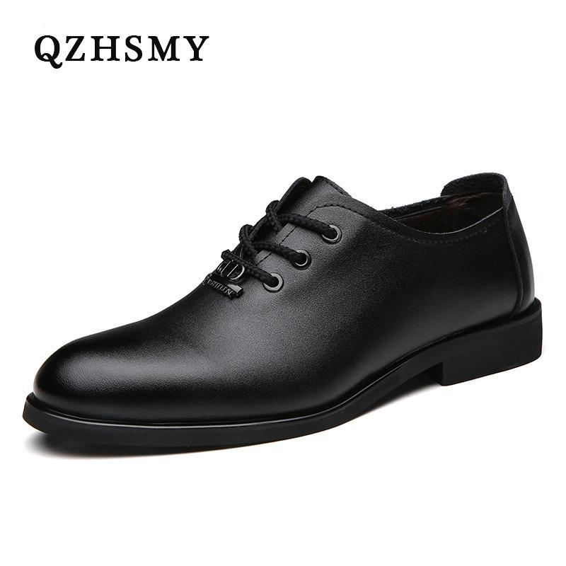 

Cow Leather Business Casual Men Dress Shoes Breathable High Quality Formal Oxfords Office Wedding Men's, Black