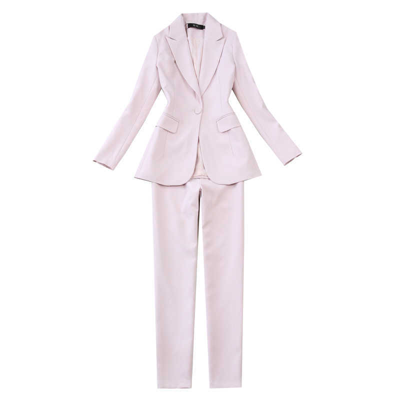 

Business office female suit two-piece Temperament casual pink blazer women Slim trousers high quality 210527