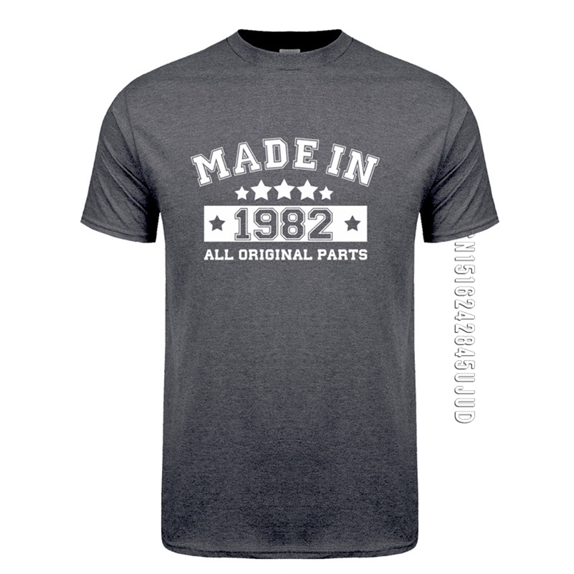 

Made In 1982 T Shirt Men Cotton Summer O Neck Birthday Gift ops ee Funny Man shirt 210707, Ash grey
