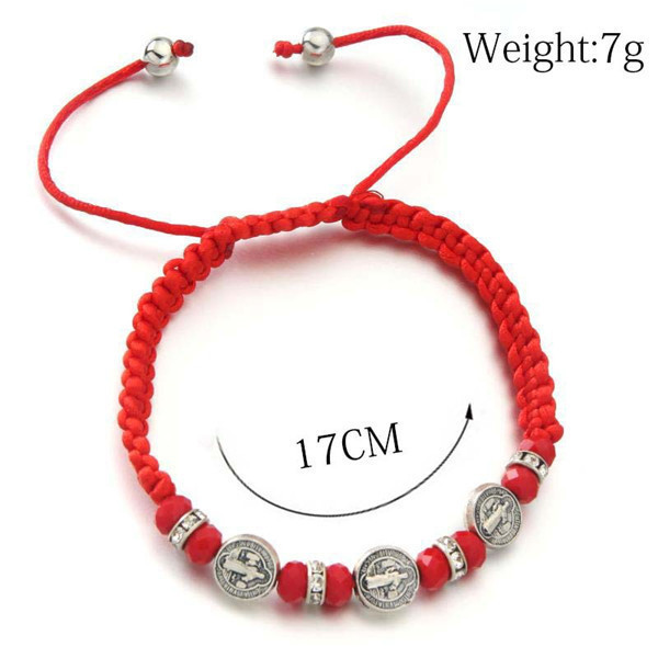 

Bracciale Croce Rosario Rosso San Benedetto Annodato a Mano