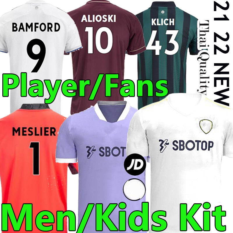 

21/22 Leeds Bamford soccer jerseys United fans player version 2021 RODRIGO Koch COSTA Alioski Phillips KLICH Men + Kids Kit football shirt thailand, Home pants