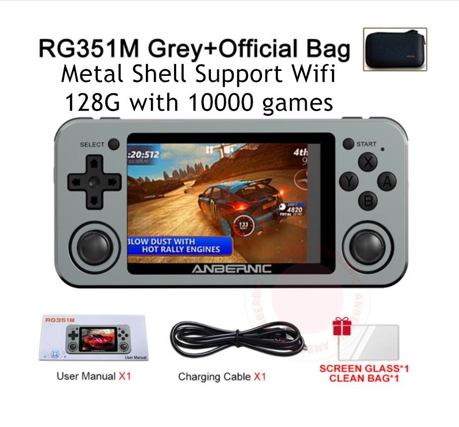 

ANBERNIC RG351M Metal Handheld Game Player 128G For PS1 DC GB N64 10000 Video Wifi Pocket Retro Games Consoles Kids Gifts