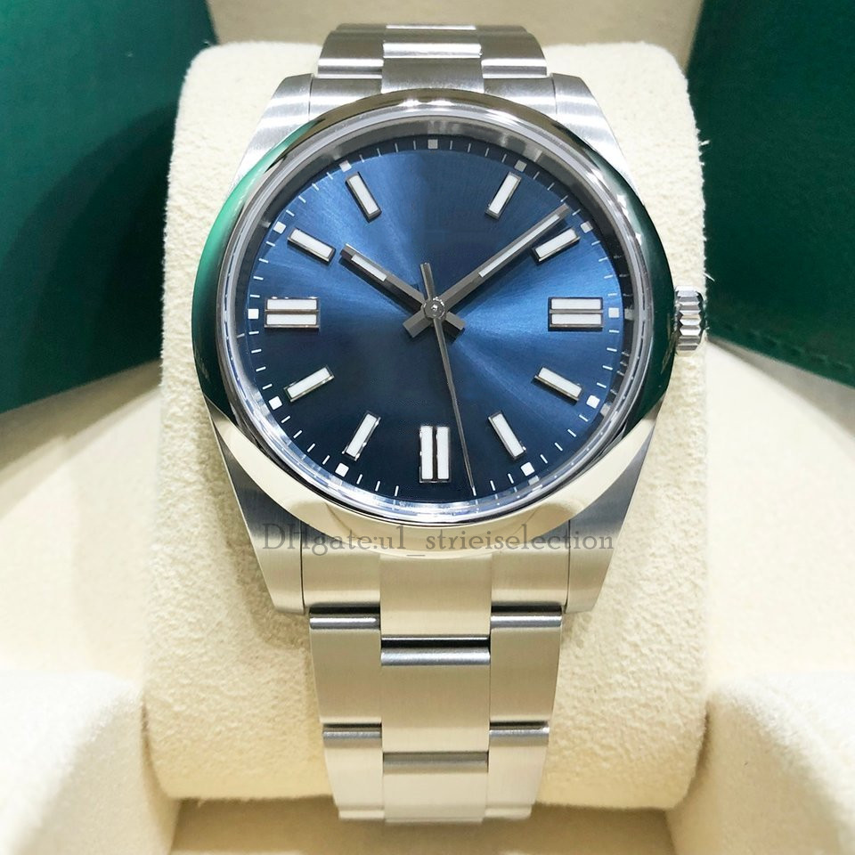 

2021 New style men's watch automatic mechanical waterproof sapphire glass solid stainless steel 36mm and 41mm Fashion Blue Dial womens Men Watch,witch box, As picture