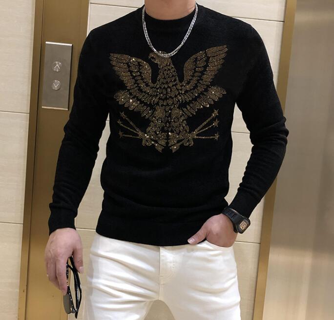 

Men's Sweaters 2021 Spring Autumn Winter Warm Knitted Sweater Diamond stone Male Clothing Casual Knitwear, Beige