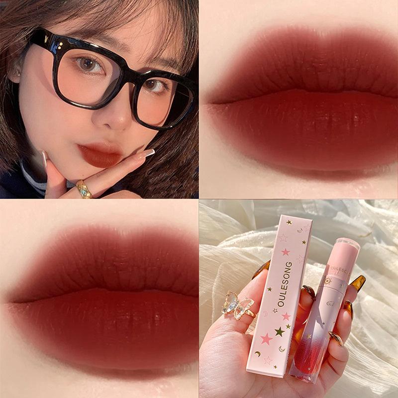 

Lip Gloss Oulesong Glaze Velvet Matte Moisturizing Long Lasting Non-stick Cup Classic Liquid Lipstick Beauty Makeup TSLM, V03
