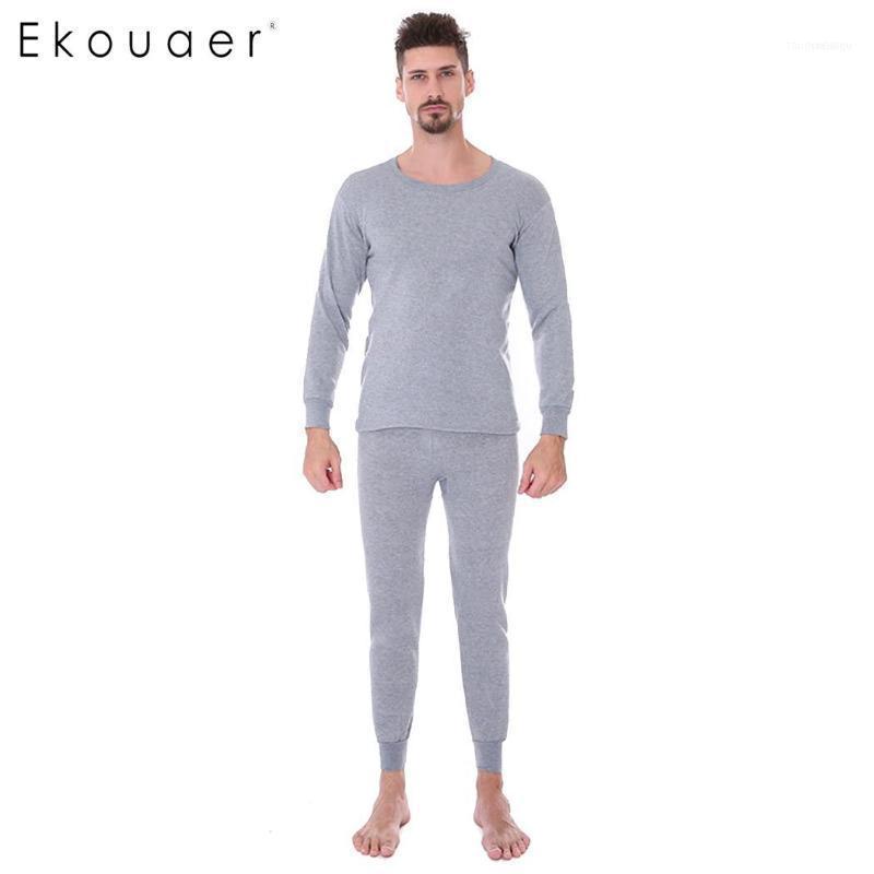 

Men's Thermal Underwear Ekouaer Long Johns Set Men Thin Round Neck Ultra-Soft Solid Autumn Winter Pajamas Set1, Black