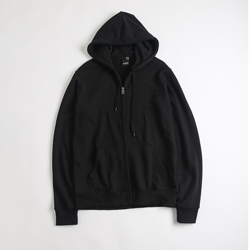 

Spring autumn large ins versatile cardigan black coat loose BF hooded Terry sweater men's and women's fashion