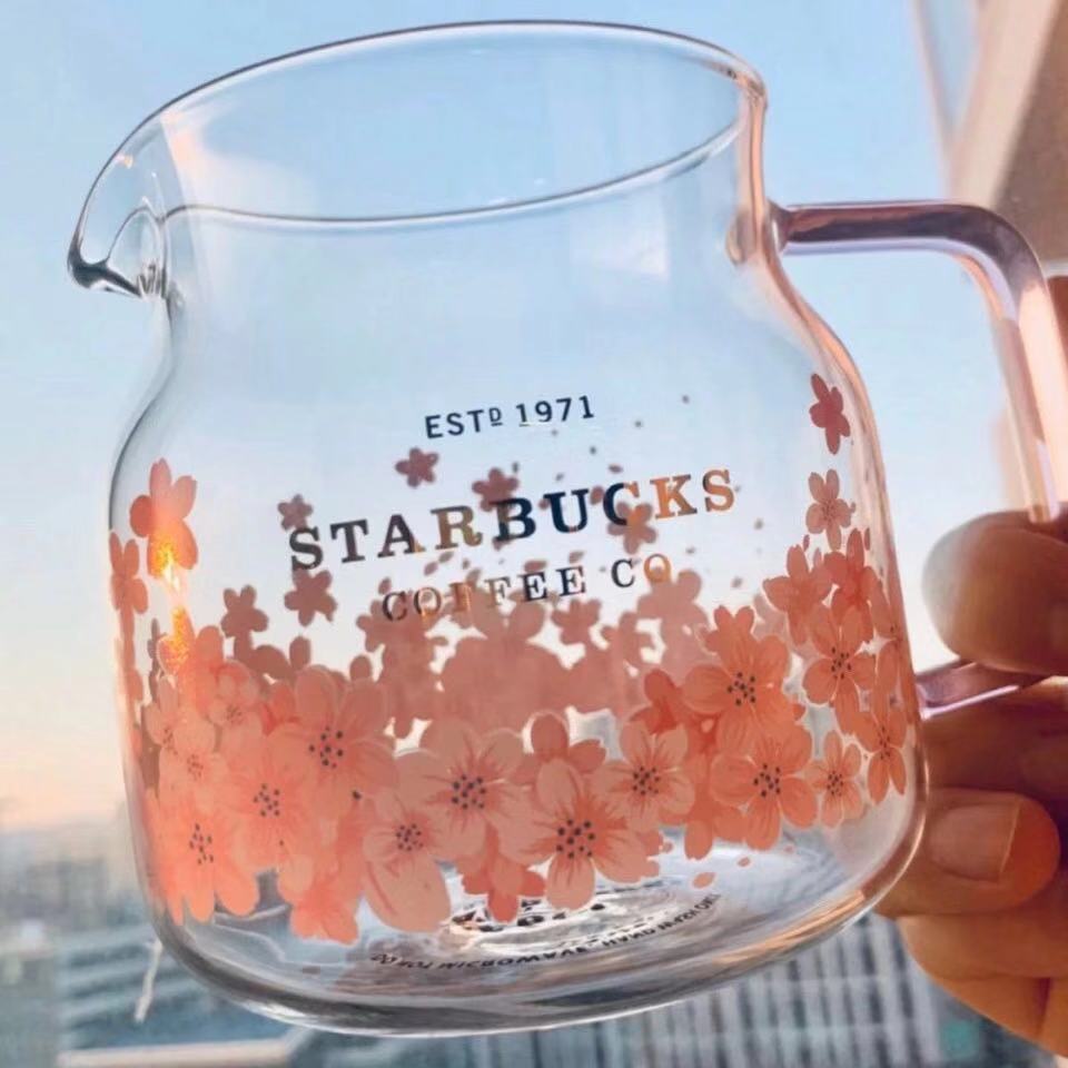

2021 Korea Starbucks Mugs Sakura Series Pink Teapot Glass 570ML, As show