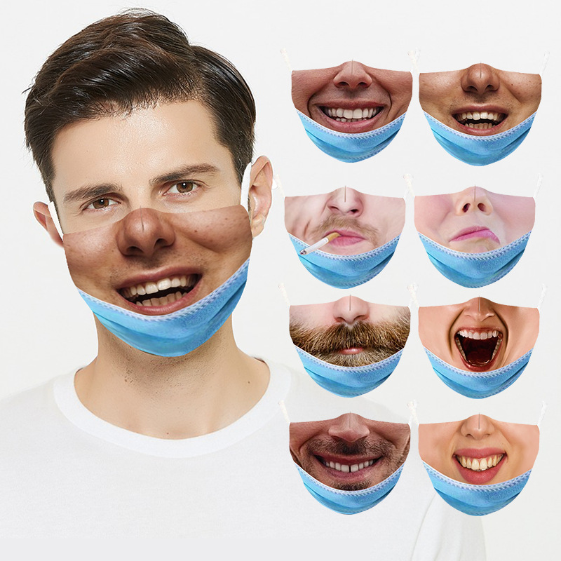 

halloween printing simulation human 3d masks stereoscopic breathable dustproof washable tricky