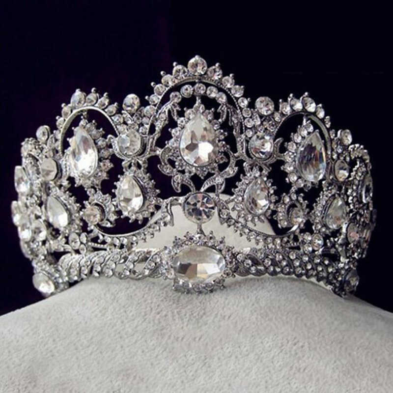 

European Vintage Tiaras Bridal Jewelry Quinceanera Rhinestone Crystal Crowns Pageant Wedding Hair Accessories For Brides H0827