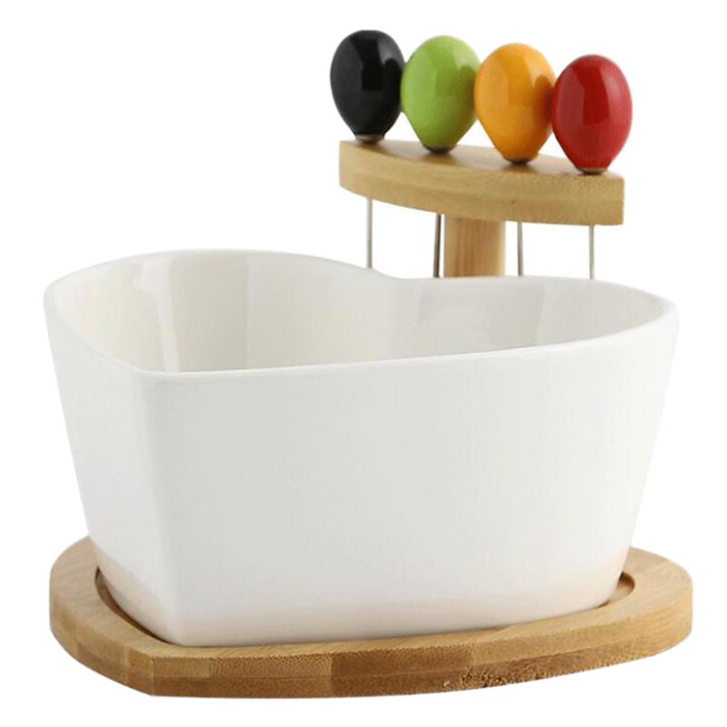 

Dinnerware Sets 1 Set Ceramics Fruit Salad Bowl Heart Shaped Container Kitchen Serving
