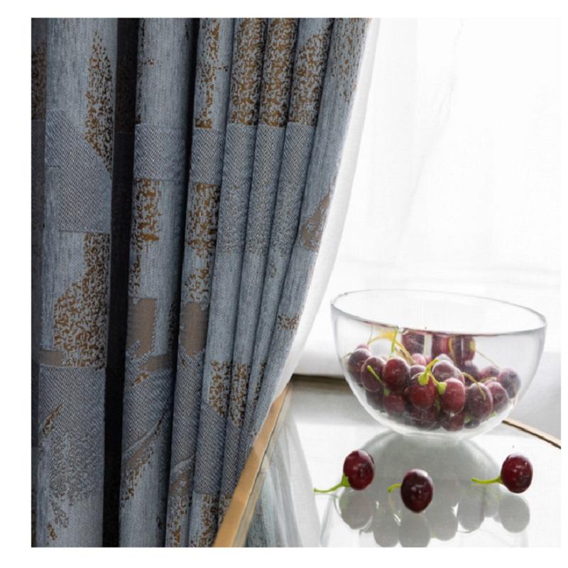 

Light Luxury Nordic Style Golden Jacquard Modern Curtains For Living Room Bedroom Study Bay Window Tulle Custom Curtain & Drapes