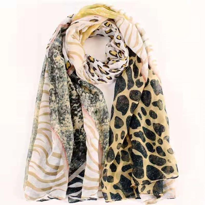 

Scarves Wholesale Mixed Color 5 Bali Yarn Classic Matching Stripes Leopard Print 180*90 CM Long Soft Shawl Ladies Scarf Style
