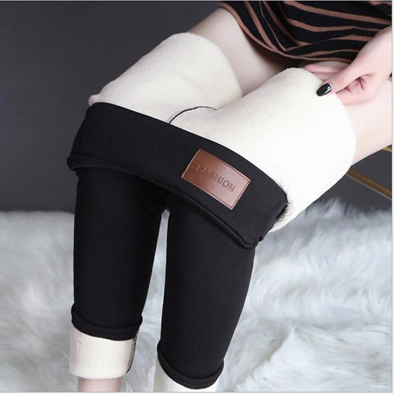 Femmes chaude en molleton alignée pantalon d'hiver élastique hautes pantalons avec pantalons de survêtement d'hiver (m) gris noir G8QB #