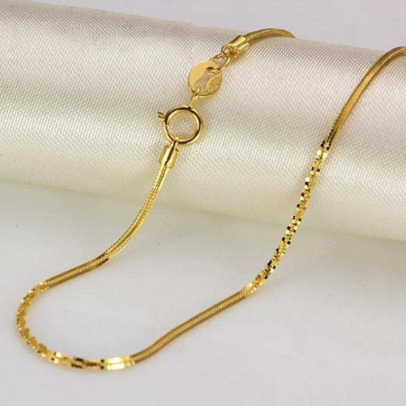 

Chains Pure 18K Yellow Gold Necklace 1.2mmW Full Star Snake Chain Link For Woman Stamp Au750, Silver