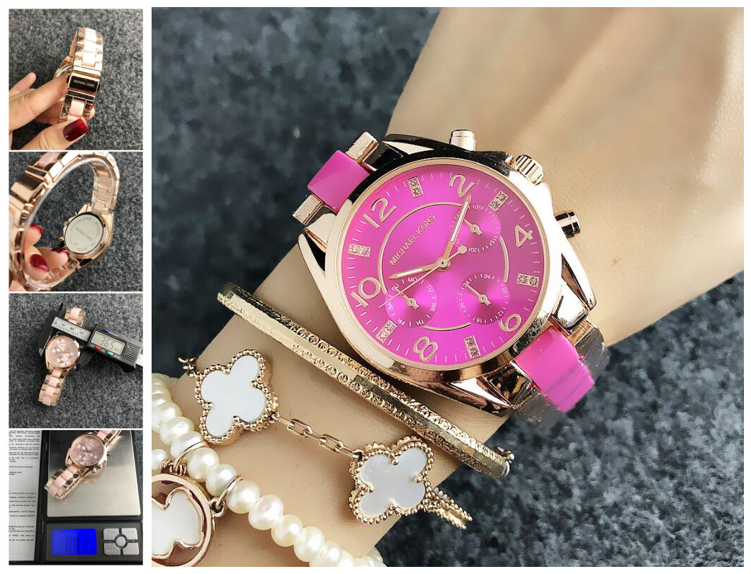 

076 michaelmkkors Fashion designer Diamond Watches women Girl Big letters women Clock Wristwatch steel band watch Quartz watch men, Black;brown