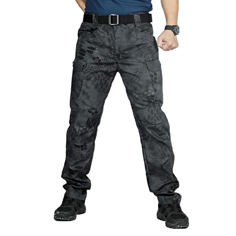 

Men' Pants Men Camo Multi-Pockets Quick Dry Outdoors Sports Tactical Trousers Cargo, Snake skin camo