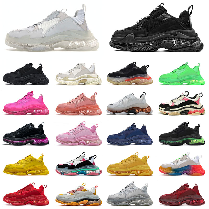 

Fashion Triple S Clear Sole Authentic Outdoor Designer Shoes All Black White Pink Green Red Beige Luxurys Designers Vintage Platform Sneakers Trainers, A1 triple white 36-45
