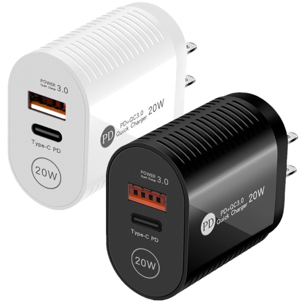 

20W Dual Ports PD Type c Qc3.0 Wall Charger Eu US AC Home Travel Charger Adapters For IPad Iphone x xs max 11 12 13 Huawei Samsung Android phone With Retail Box