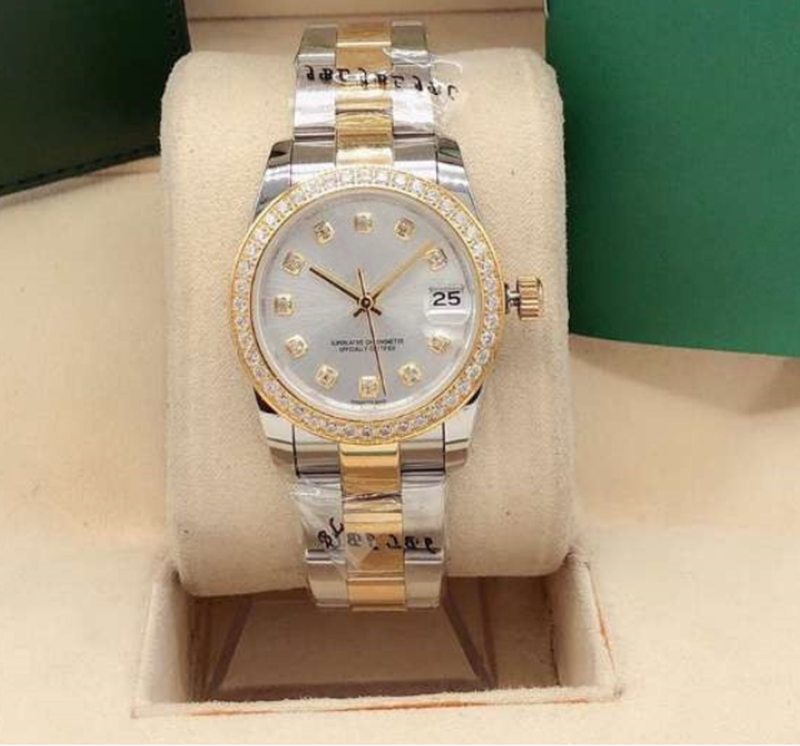 

Ladies automatic mechanical watch, 31mm small circle drill, log type, 2813 movement, 316 fine steel, sports watch, fashion, ladies mechanica, Slivery;brown