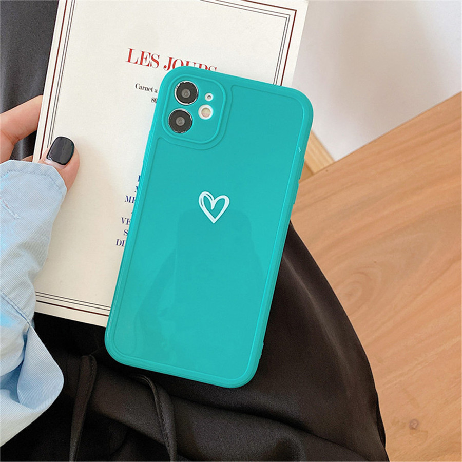 

phone cases Love Heart Camera Protection coque iPhone 13 12 11 Pro max 7 8 Plus X XR XS Max mini Candy Color Glossy Soft TPU Back Cover, Grey