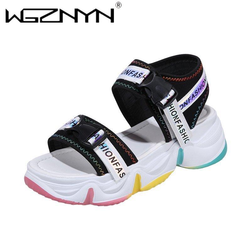 

2021 Summer Sandals For Women Platform Increase Wild Tide Shoes Woman Sports Chunky Sneakers Gladiator, Black