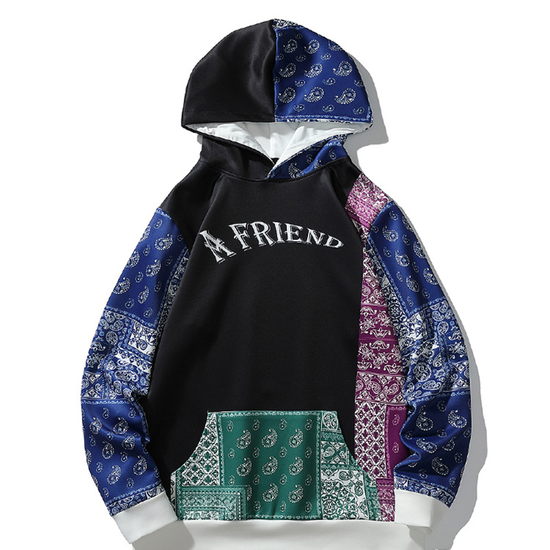 

Men's Hoodie Polyester Contrast Color Basic Style Street Hip Hop Trend Long Sleeve Hooded Digital Print Pullover National Style Coat Clothing, Customize