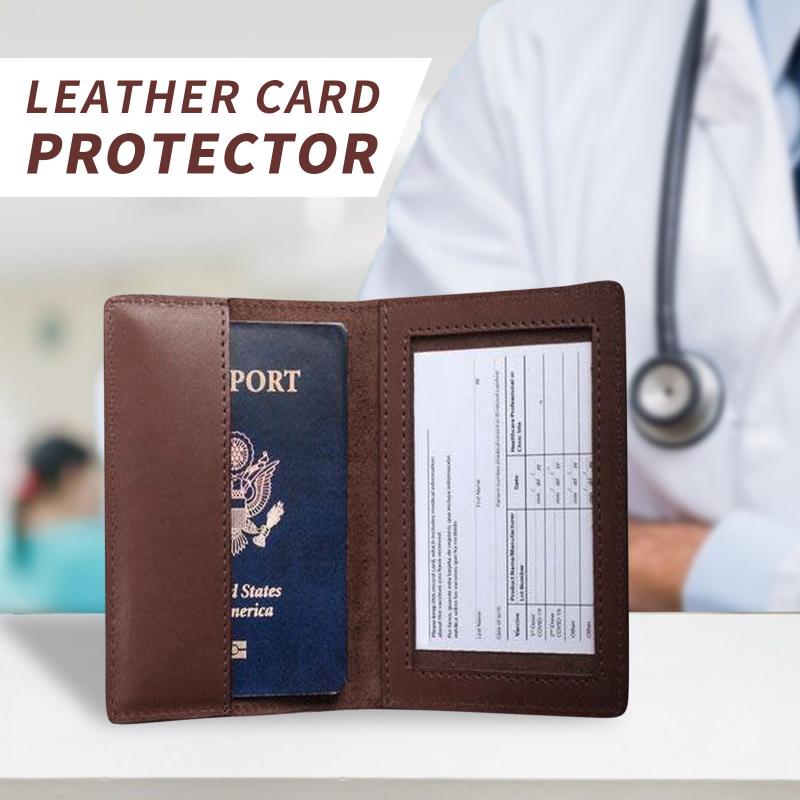 Storage Bags Leather Business Card Holder Vaccination Certificate Multifunctional Protective Cover Handmade Gift Wallet Passport-image-711412465