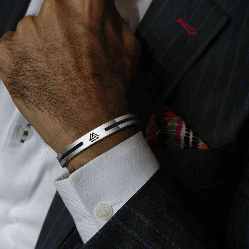 

Men Bangle, Enemal Bangle Mens, Viking Cuff Bracelet for Gentleman ,stainless Steel Minimalist Bracelets
