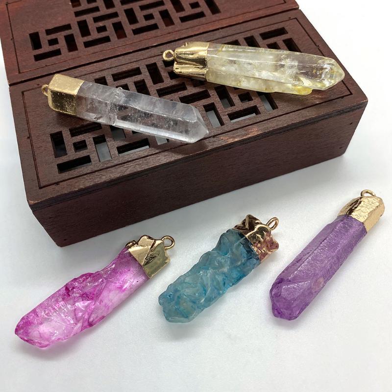 

Charms Natural Stone Color Crystal Necklace Pendant Irregular Shape Ladies DIY Gift Bracelet Earrings Jewelry Accessories Wholesale, Bronze;silver