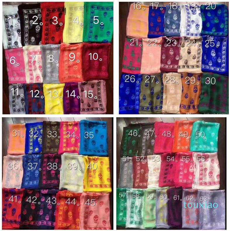 

71 colors brand skull scarf for women and men Best quality 100% pur silk satin fashion women Italy brand scarves pashmina shawls