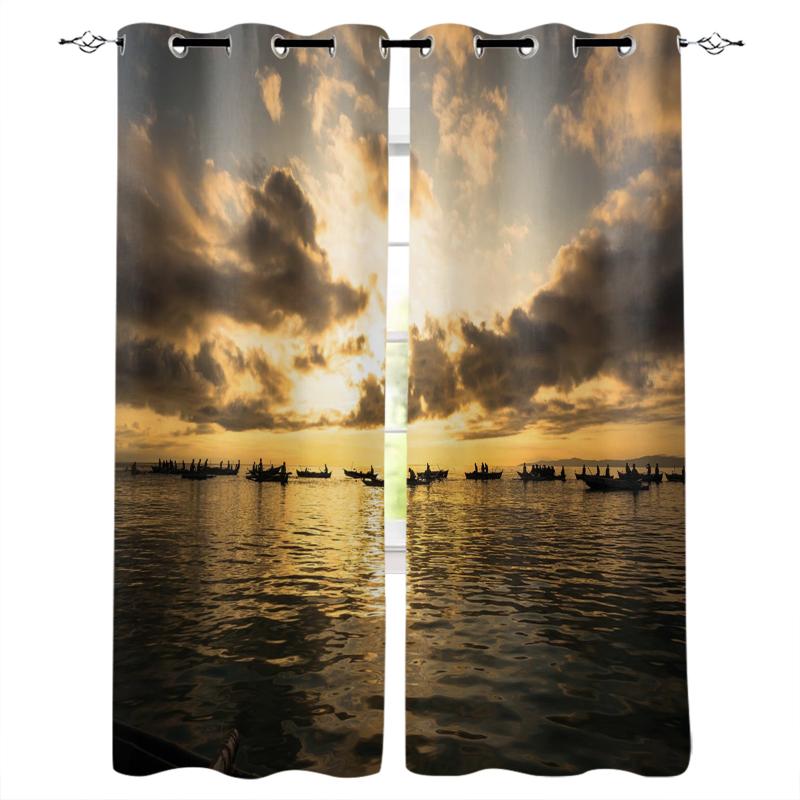 

Curtain & Drapes Sky Sea Evening Nature Children's Bedroom Curtains Modern Decoration Home Living Room