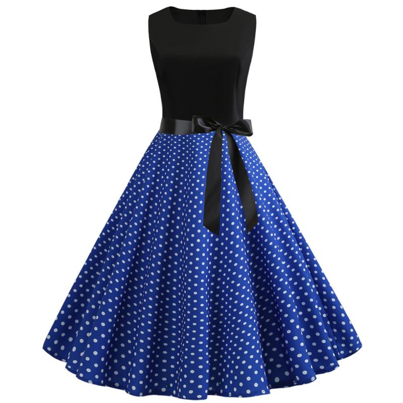 

Casual Dresses 2021 Women Summer Robe Vintage Black Polka Dot Print Vestido 50s 60s Pinup Swing Party Work Wear Rockabilly Office Dress, Pettiskirt black