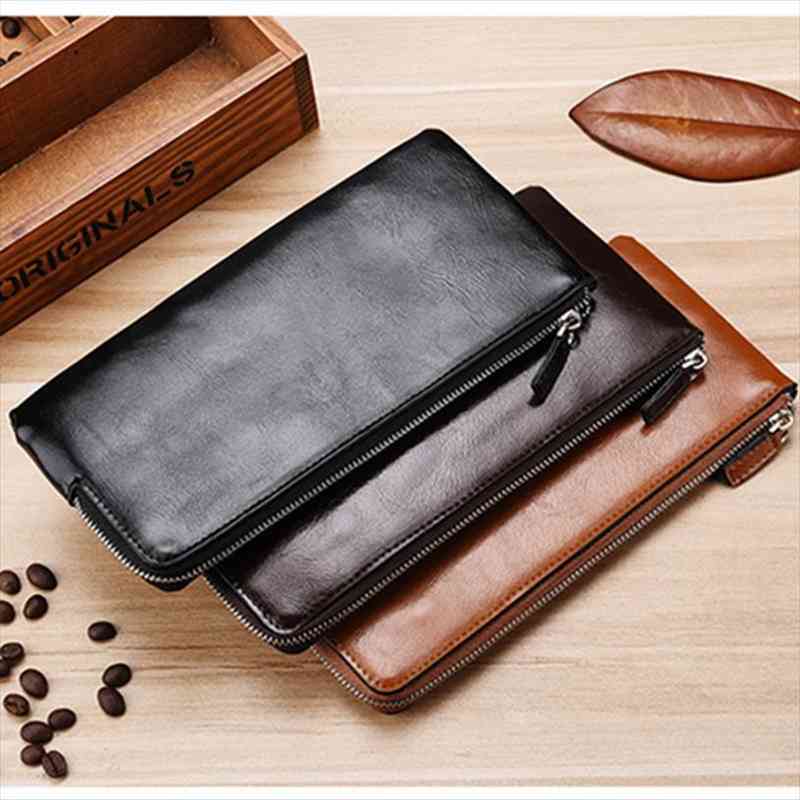 

fashion long wallet youth zipper mobile phone bag slim multifunctional waterproof anti theft business, Red;black