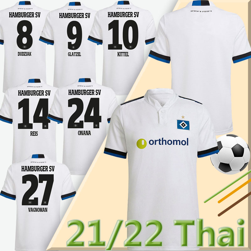 

21/22 Hamburger SV Soccer Jerseys Home White VAGNOMAN ONANA LEIBOLD REIS KITTEL GLATZEL DUDZIAK 2021 2022 HSV men football shirts Uniforms, Hamburger 21-22 home