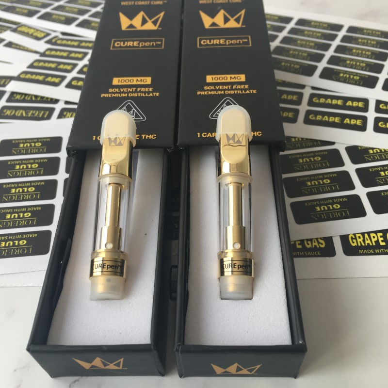 

Packing bags CUREpen Carts Cartridge Vape bag 0.8ml Ceramic Coil Tank Gold Color Vapor Cartridges for Thick Oil with package