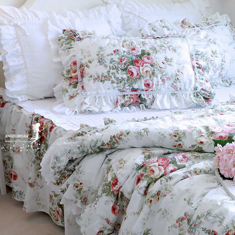 

New Korean version garden Princess AOJIN lace cotton pastoral bedding cotton four piece set, White