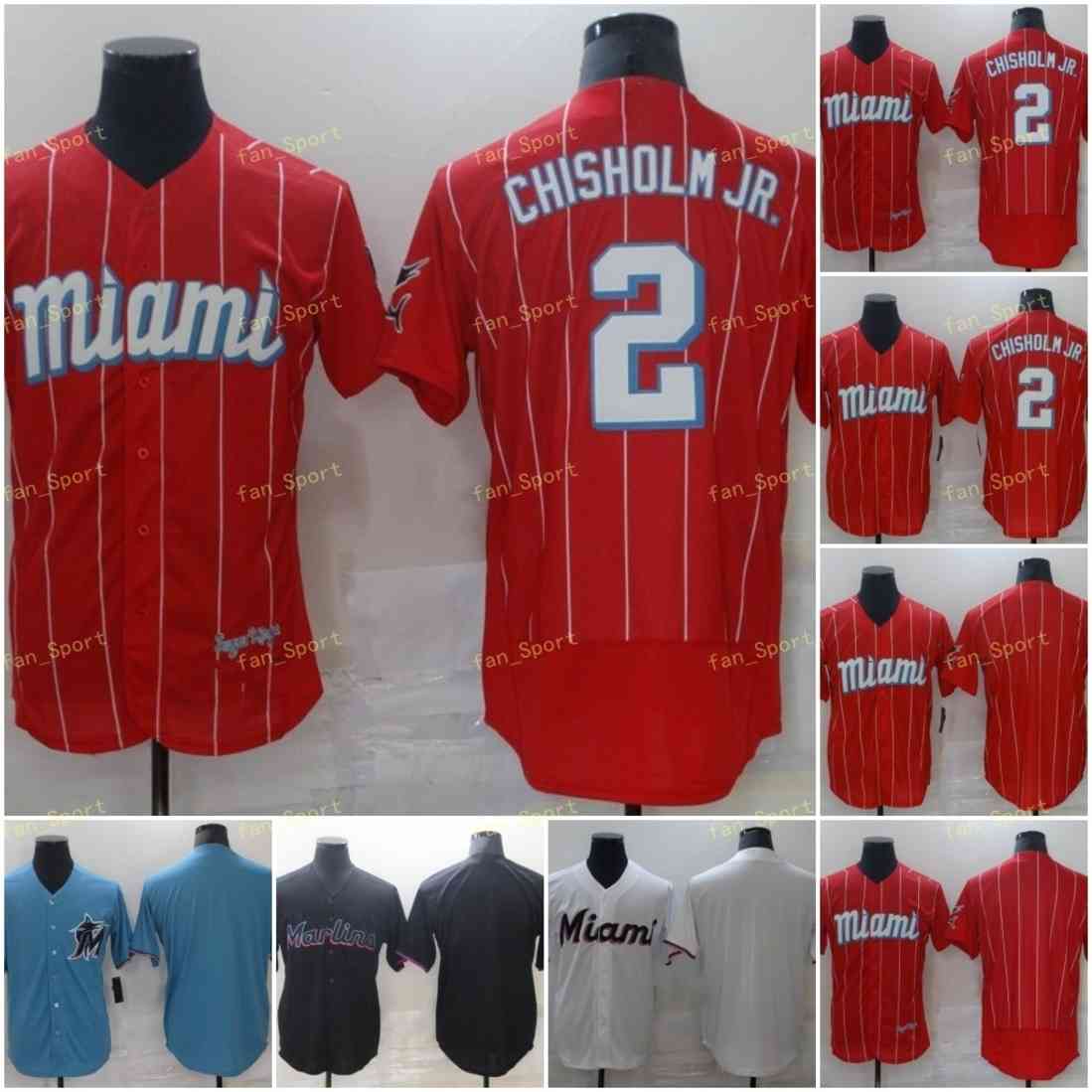 

2021 City Connect 2 Jazz Chisholm Jr Baseball Jerseys Stitched Flexbase Cool Base Team White Red Black Blue, Men