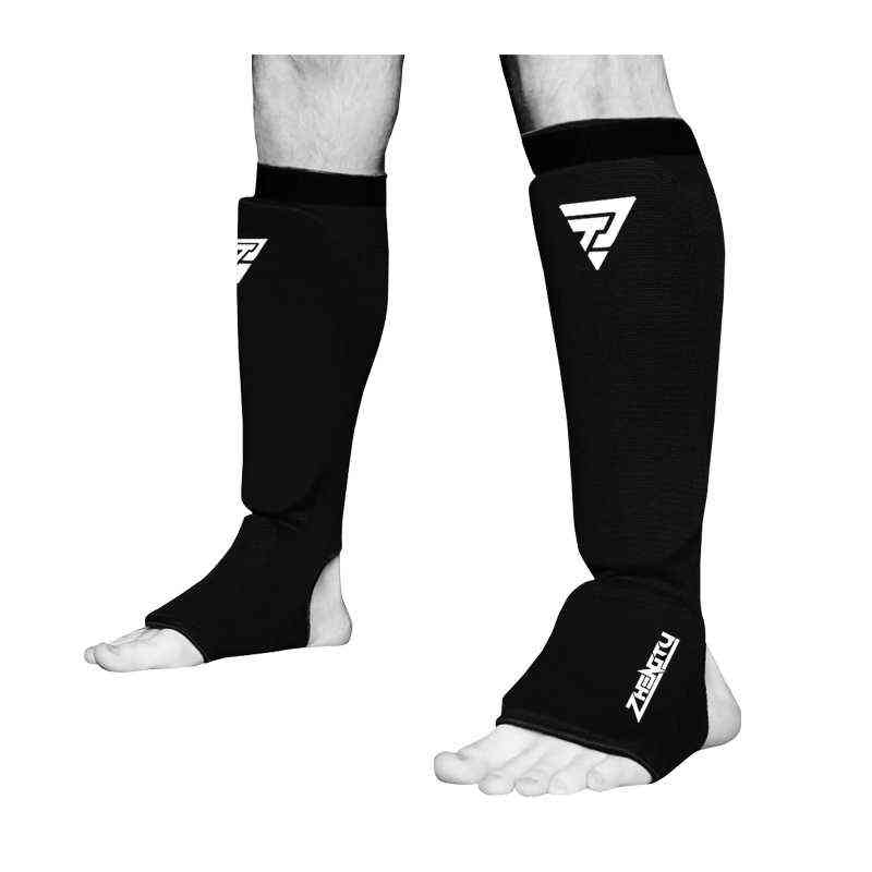

Cotton Boxing Shin Guards MMA Instep Ankle Protector Foot Protection TKD Kickboxing Pad Muaythai Training Leg Support Protectors 211222, Blue