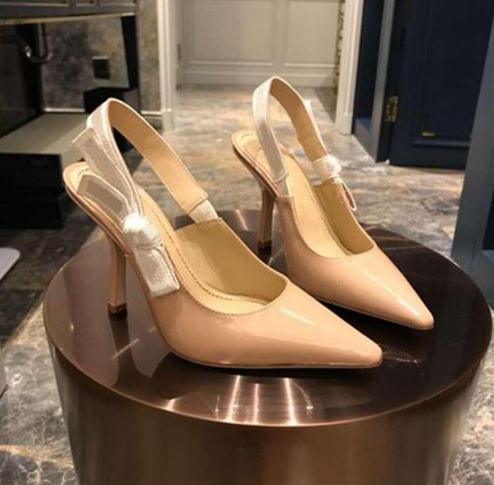 

With Box-Fashion High heeled sandals sexy heel High heeled shoes Letter woman shoes, Black flat