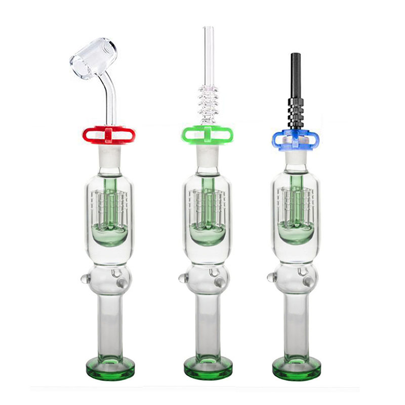 

BIG straight glass bong water pipe with arm tree percs recycler water pipe Dab Straw oil rigs with 14mm joint Titanium quartz Tip bange nail