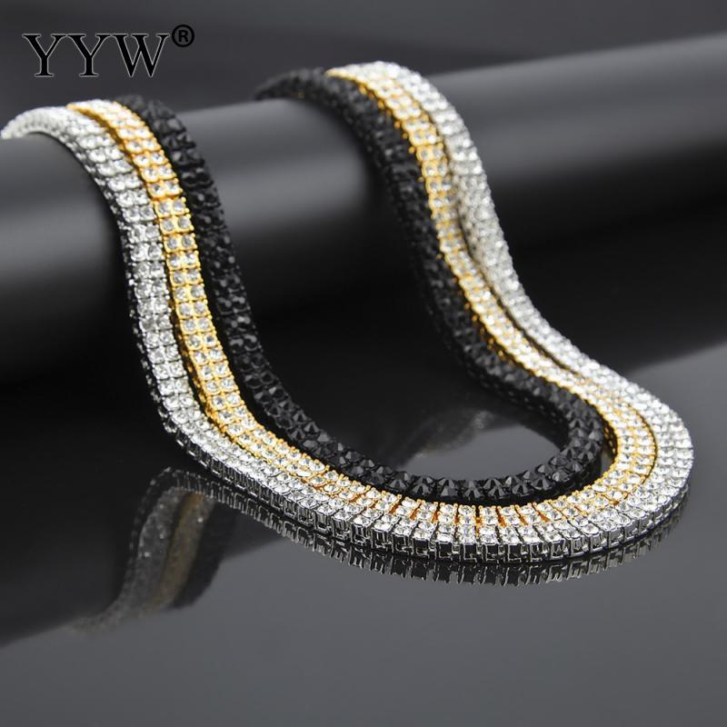

8mm StainlSteel Necklace For Men Zinc Alloy Women Curb Cuban Chain Link Chokers Rapper Hip Hop Metal Rhinestone Necklace X0509