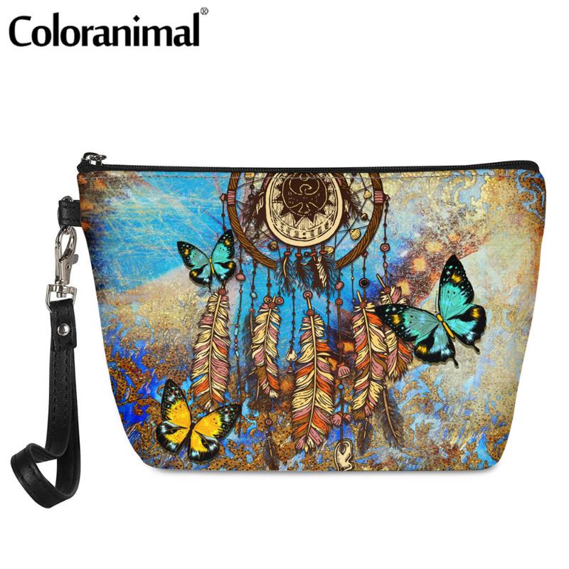 

Coloranimal Pretty Dreamcatcher With Butterfly Pattern Women Cosmetic Case Mini Waterproof Wash Pouch Female Make Up Bag Bolsa Bags & Cases
