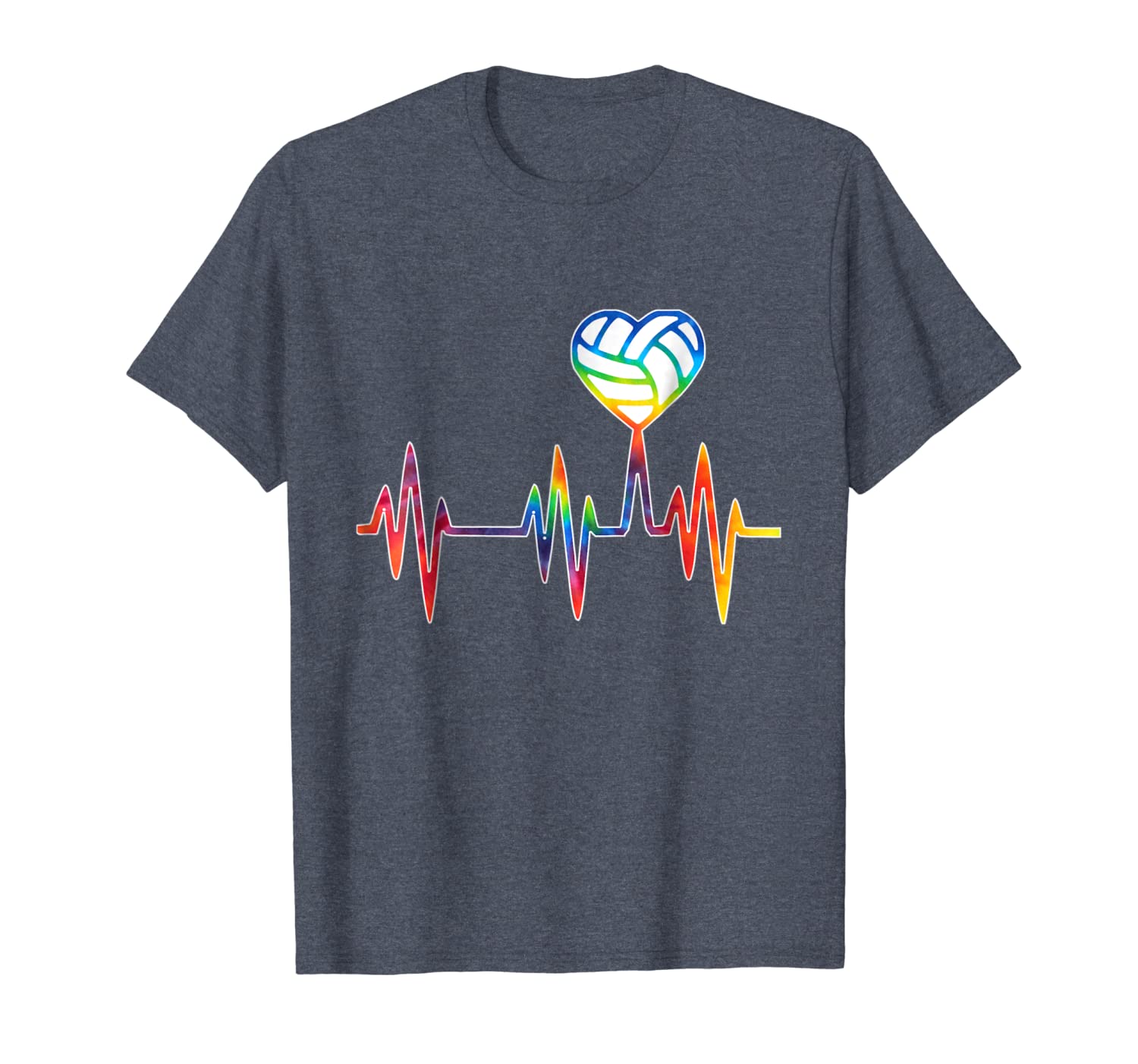 

volleyball ekg heartbeat tie dye t-shirt for girls teens, White;black