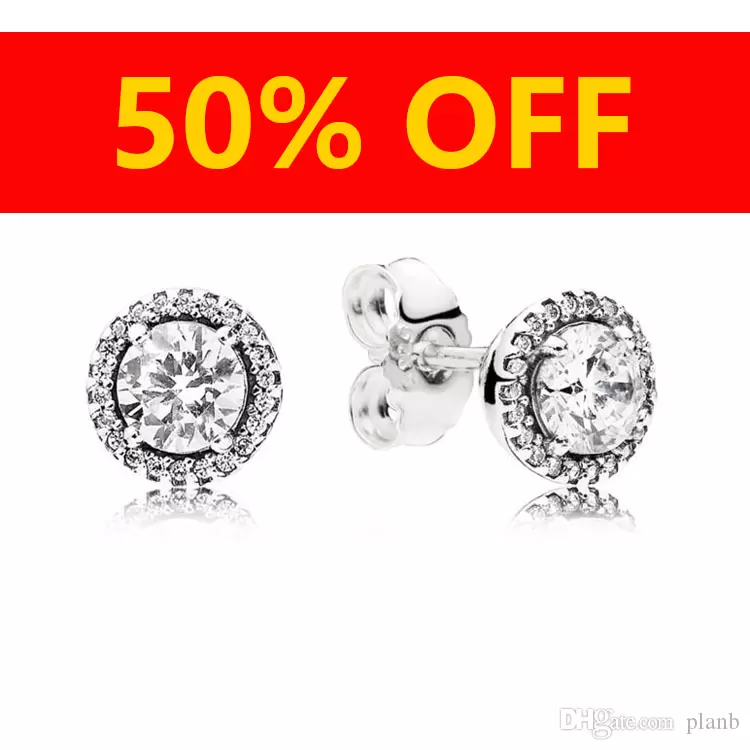 

Women's Luxury Fashion Jewelry Designer Earrings Original box For Pandora 925 Sterling Silver Crystal Diamond Womens Stud Earring