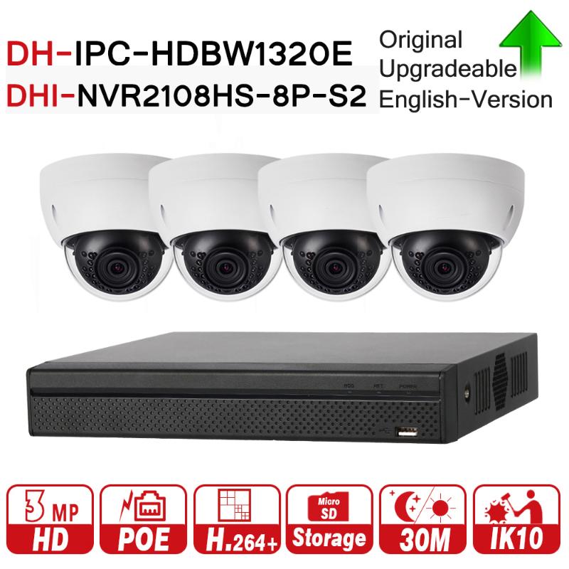 

Security Camera Kit Original With Logo NVR2108HS-8P-S2 IP IPC-HDBW1320E P2P Surveillance CCTV System Support Update Systems