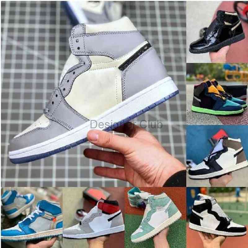 

2021 New 1 1s Basketball Shoes Men Women Tie Dye OG Bio Hack LIGHTBULB Blue UNC Patent Red White BLACK ROYAL TWIST Green Toe Banned, Color 9