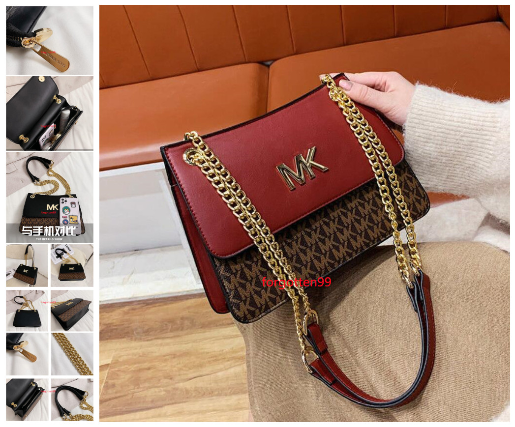 

044 michaelmkkors women's Leather chain bag handbag Shoulder Bag Envelope bag Crossbody bags Shopping Bags messenger bags, Black;brown