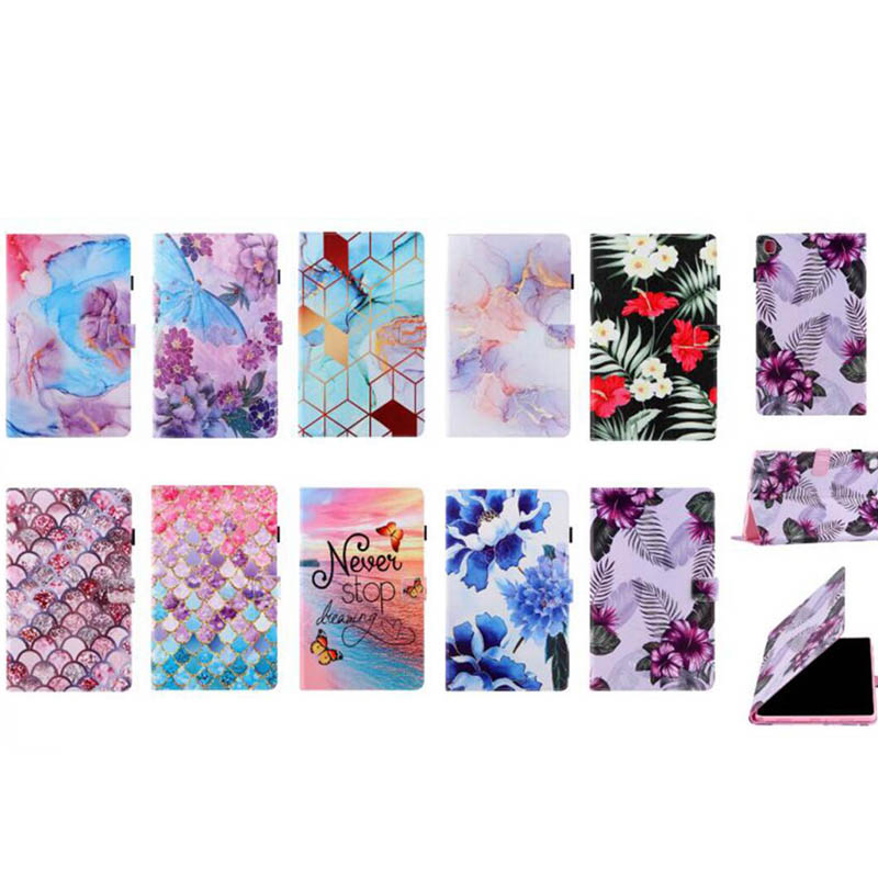 

Fashion Marble Flower Silk Leather Case For Ipad Mini 6 1 2 3 4 5 Pro 11 2021 10.5 10.2 Air 7 8 9.7 Beautiful Geometry Scale Sea Ocean Print Girls Wallet Card Holder Flip Cover